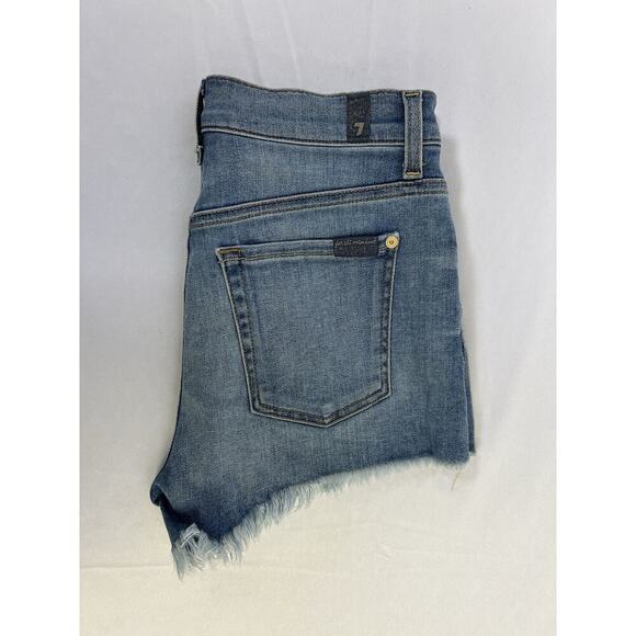 NWOT 7 For All Mankind Blue Distressed Denim Cut Off Shorts Size 27 - Picture 4 of 13